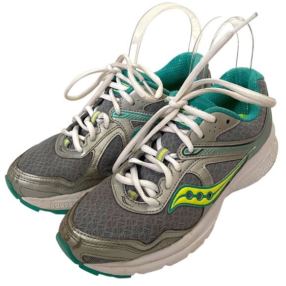 Saucony Cohesion 10 Running Walking Sneakers Gray Teal Lime Size 7 - Picture 1 of 8